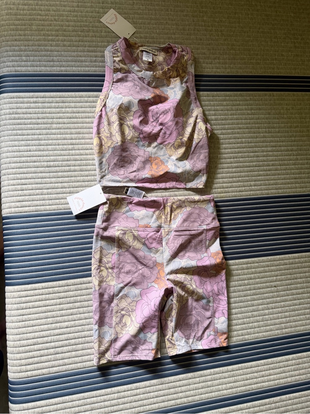 Dippin' Daisy's Floral Pink & Cream Bike Shorts Set